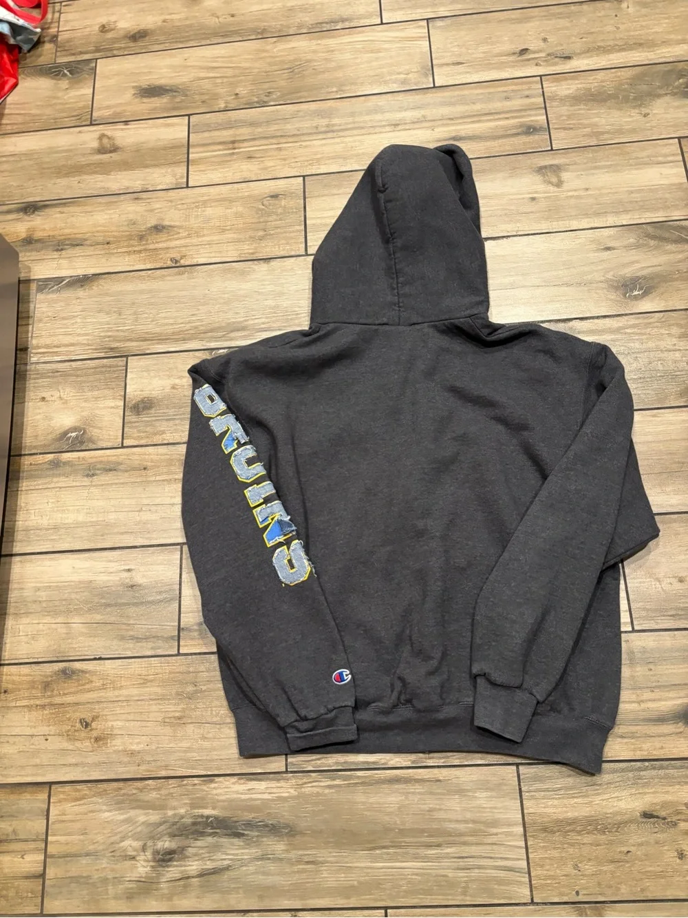 Champion Eco UCLA Bruins Distressed Full Zip Hoodie Mens Large Charcoal Grey